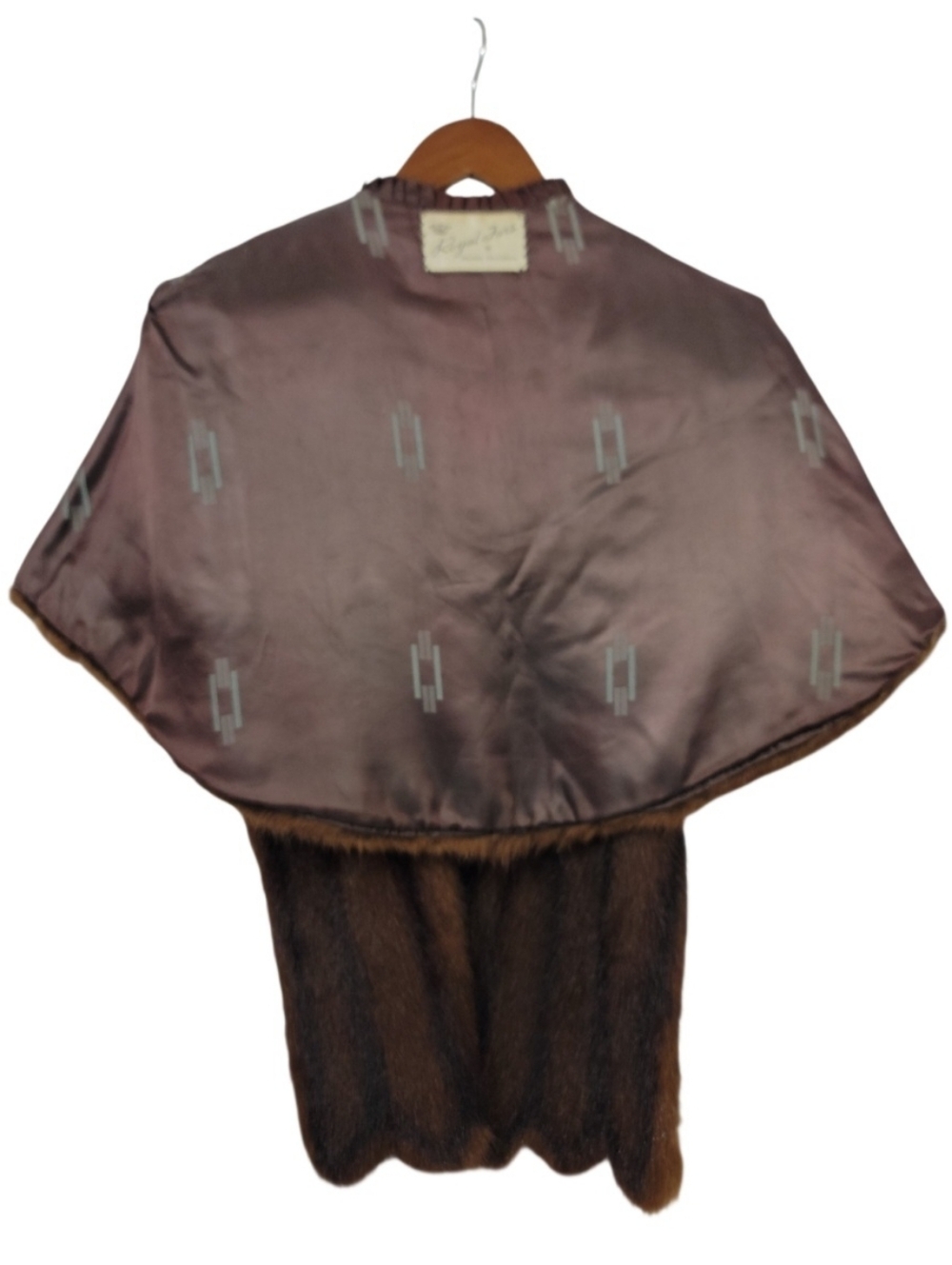 Vintage 50s Royal Furs Brown Mink Fur Stole Cross Front Capelet Shoulder Wrap - Picture 7 of 16